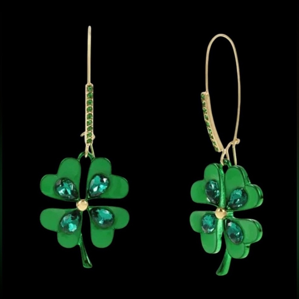 Betsey Johnson Green Clover Earrings